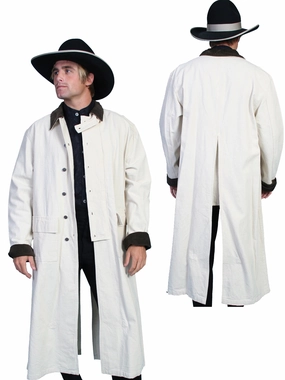 TearResistantFabric Scully RangeWear Mens Natural 100% Cotton Long Overcoat Duster Coat