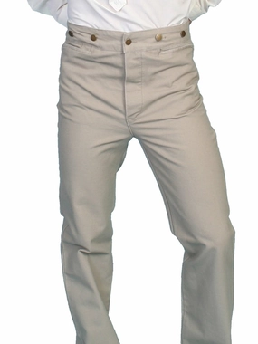 Comfort Cushioning Fashion Comfort Wear Scully RangeWear Mens Sand 100% Cotton Notched Button Fly Canvas Pant