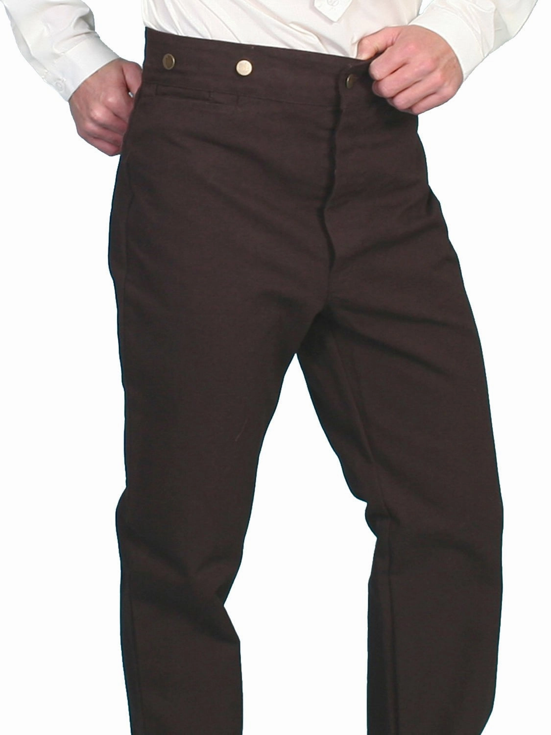 Roll-up style Scully RangeWear Mens Walnut 100% Cotton Notched Button Fly Canvas Pant