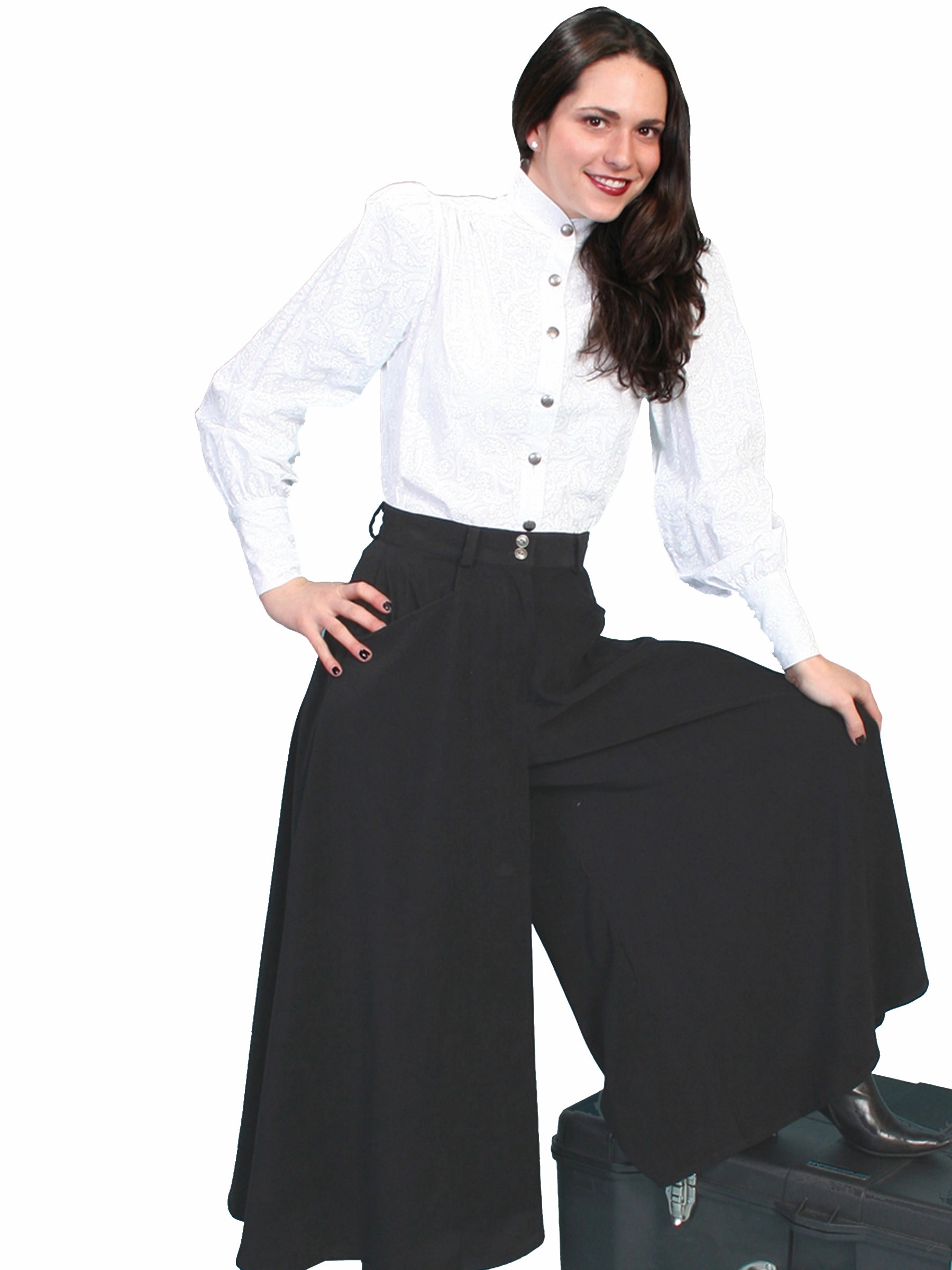Synthetic Blend High Street Chic Scully RangeWear Womens Black Polyester Western Split Skirt