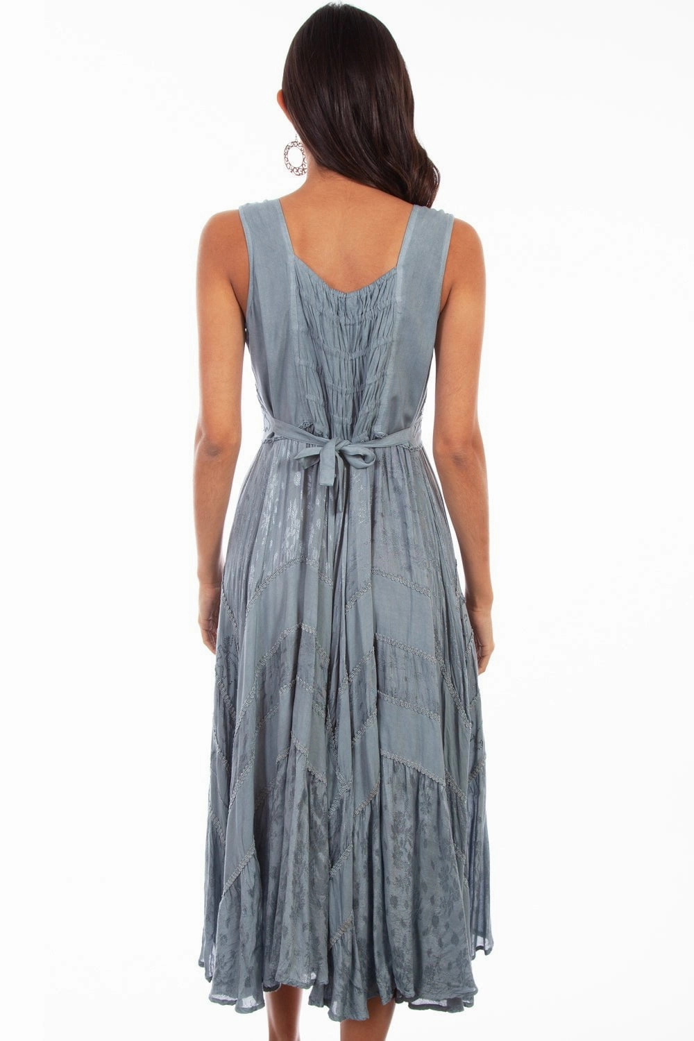 Unstructured Fit Scully Womens Ash Grey Rayon Lace Front S/L Dress