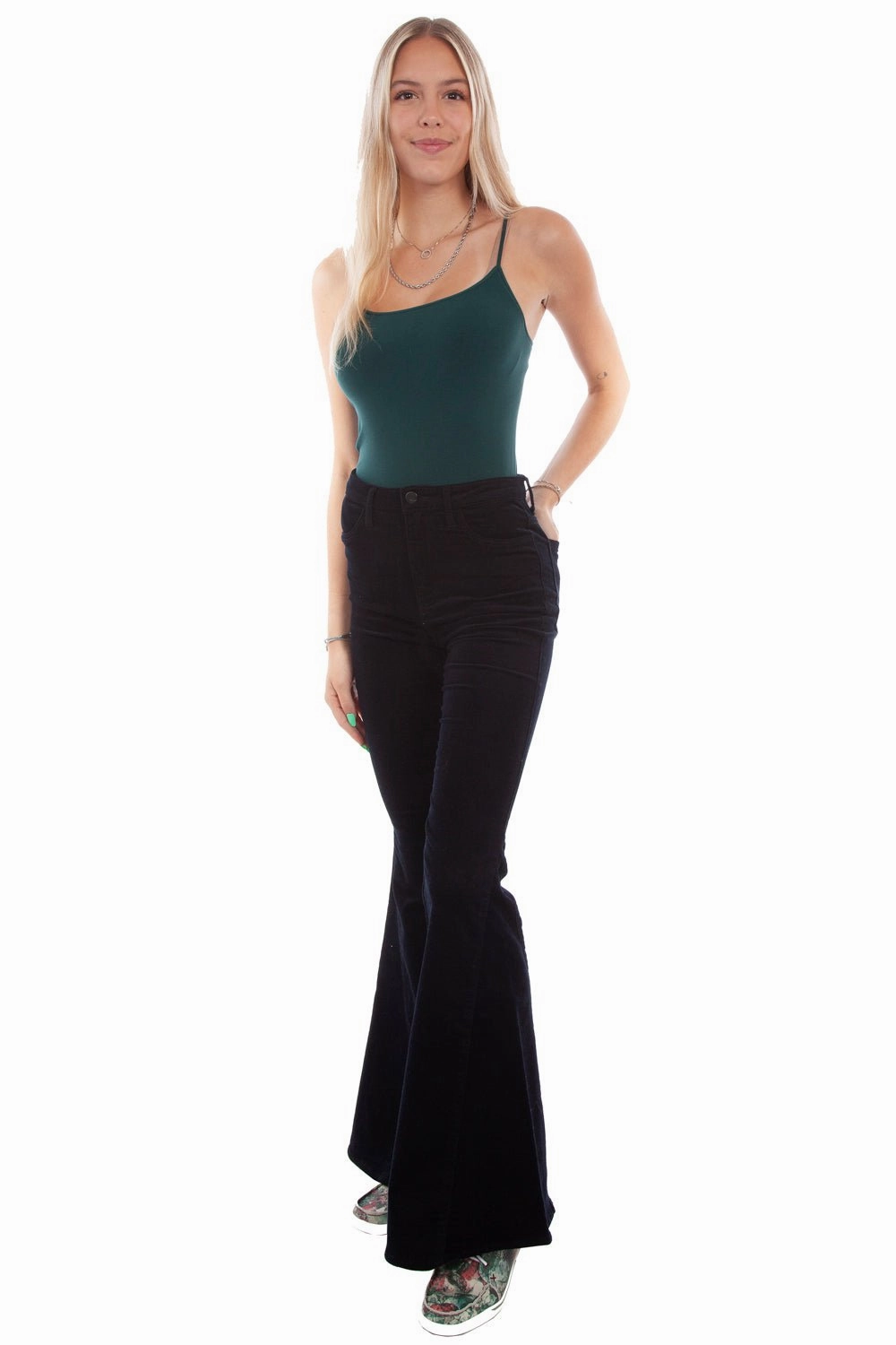 Scully Womens Bell Bottom Flare Black Cotton Blend Jeans Travel Light