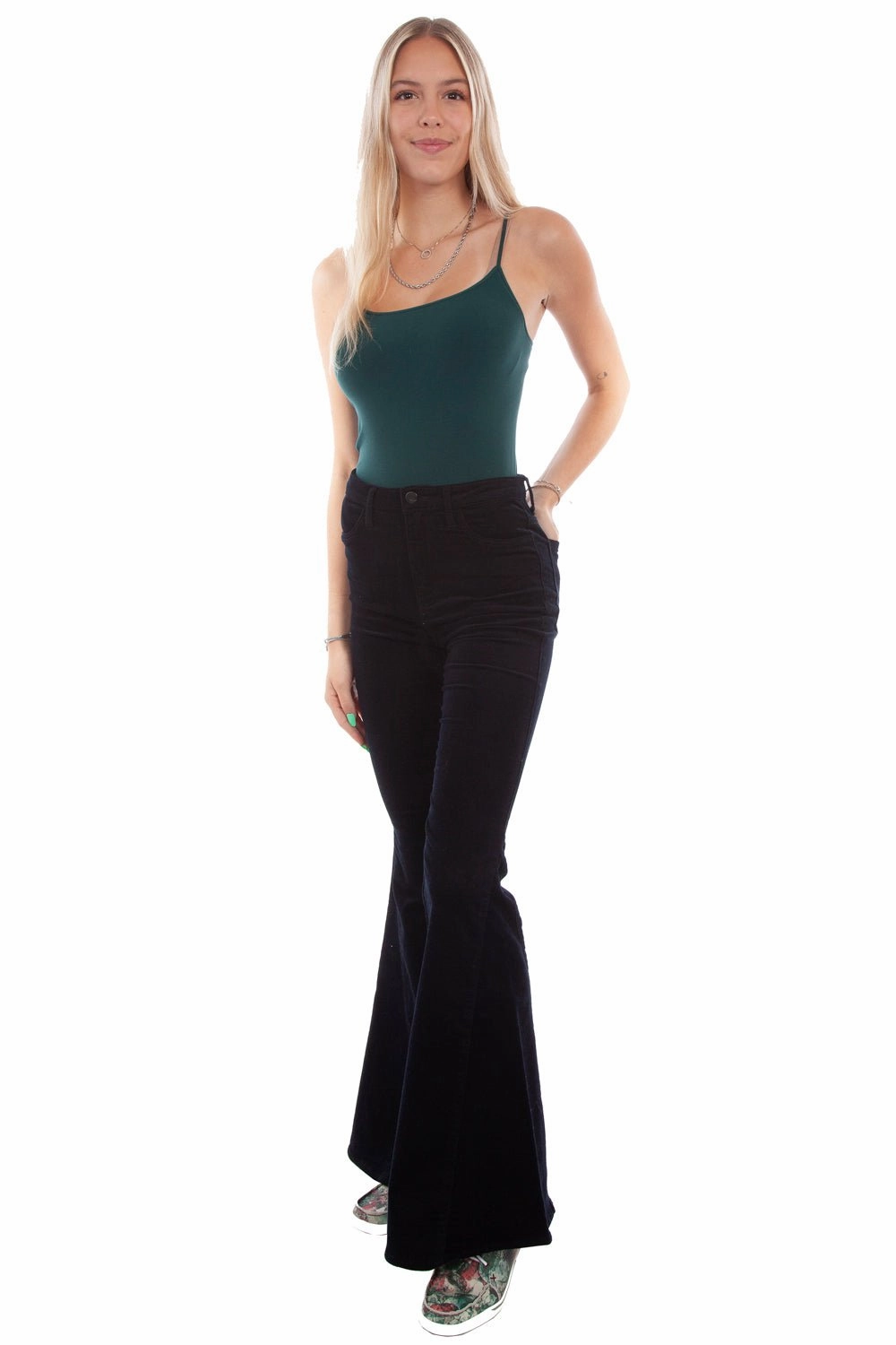 Compact Weave Technology Scully Womens Bell Bottom Flare Black Cotton Blend Jeans