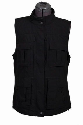 Scully Womens Black Nylon Multi-Pocket Vest Lightweight Polyester Blend