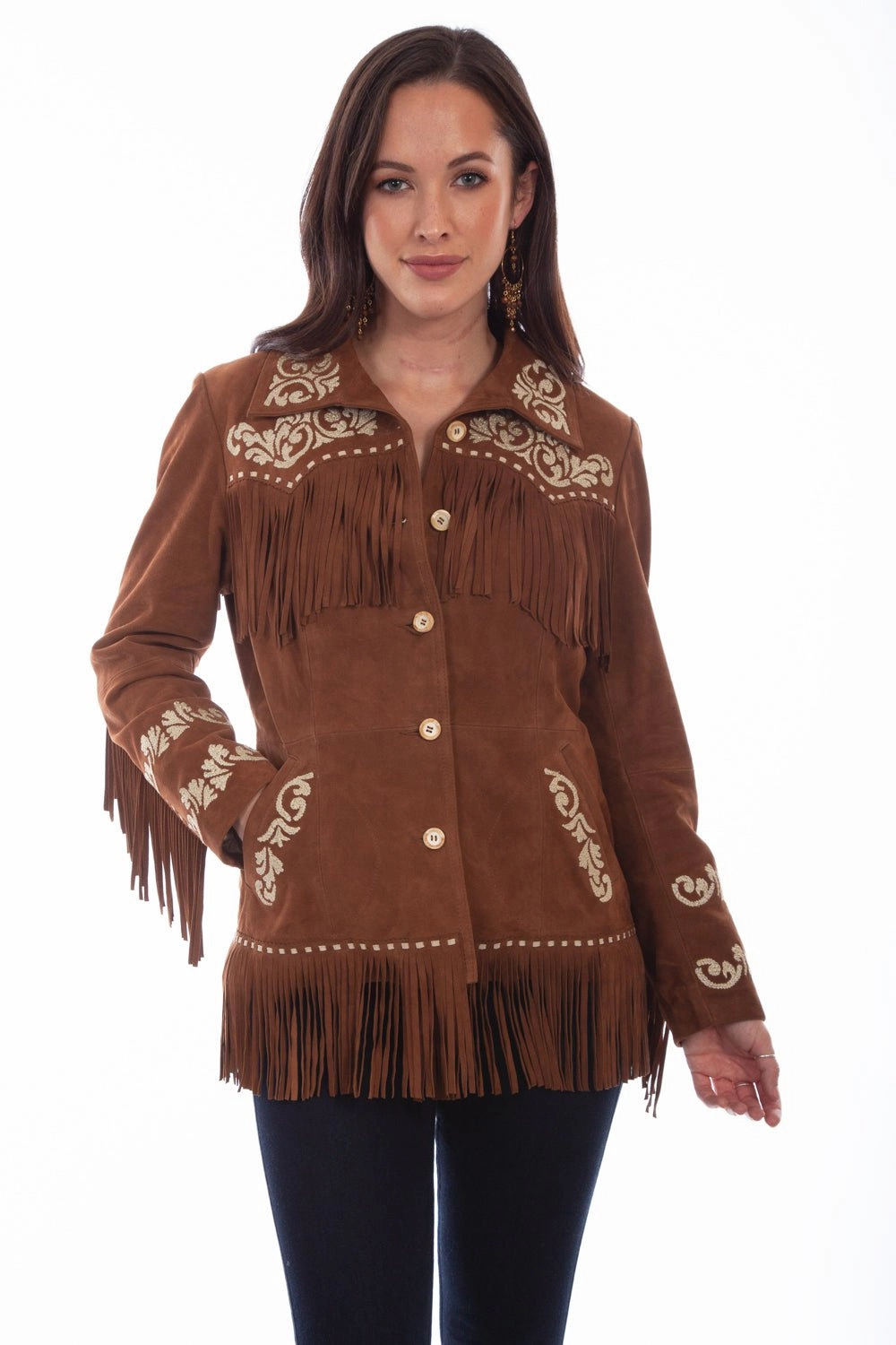 Non Bulky Insulation Scully Womens Cinnamon Leather Western Fringe Jacket XXL