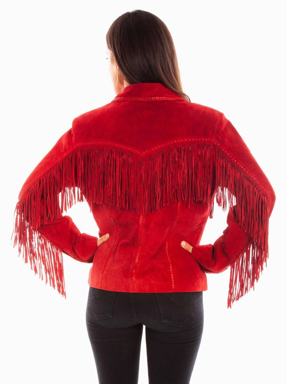 Non Restrictive Tailoring Weather Fit Scully Womens Cowgirl Fringe Red Leather Leather Jacket