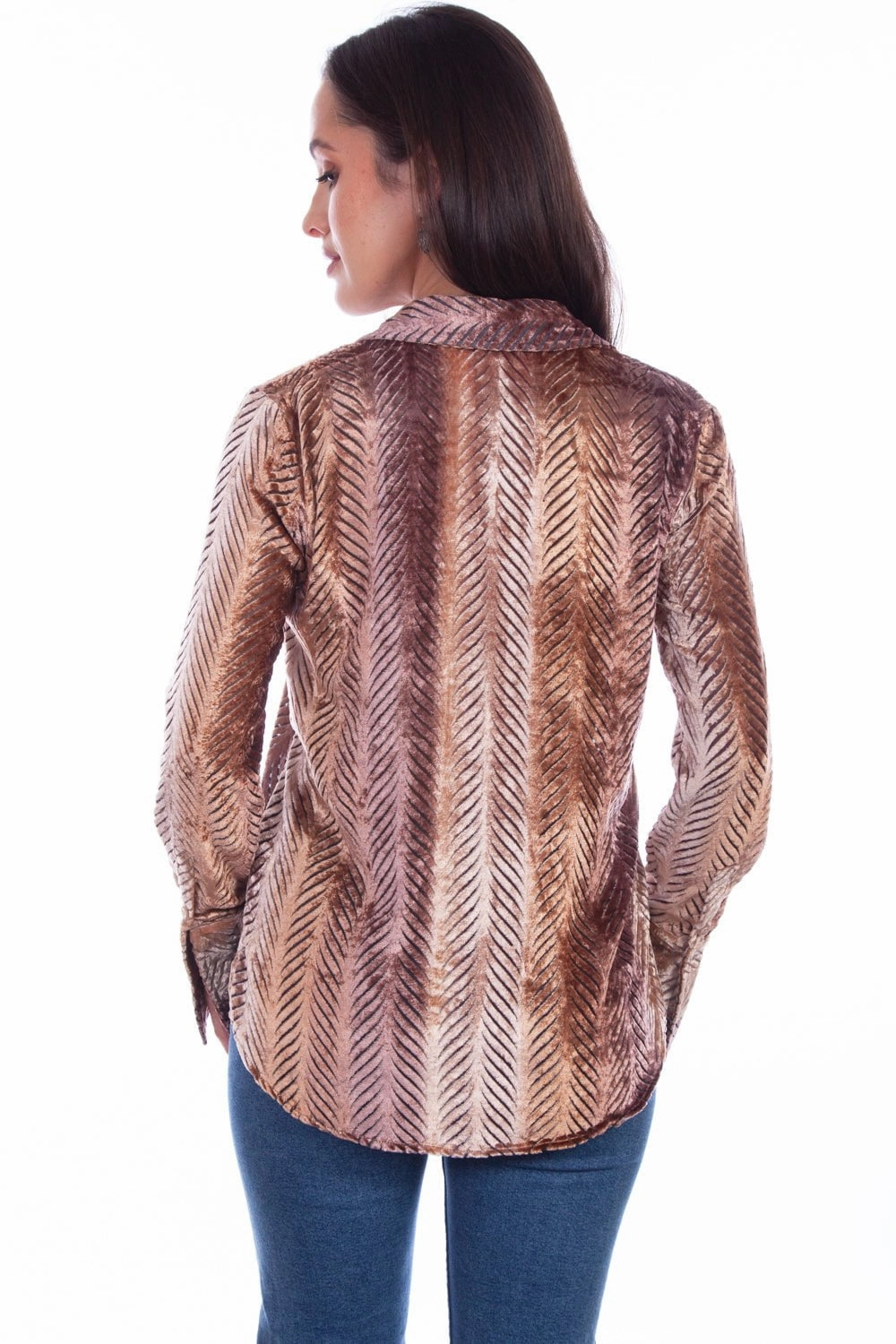 Static Dissipating Fiber Scully Womens Fashionable Animal Burnt 75% Viscose/25% Nylon L/S Shirt