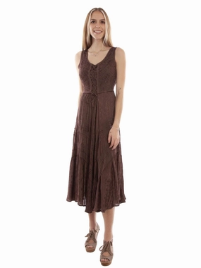 Bright Vibe Scully Womens Honey Creek Full Length Chocolate 100% Rayon S/L Dress XL