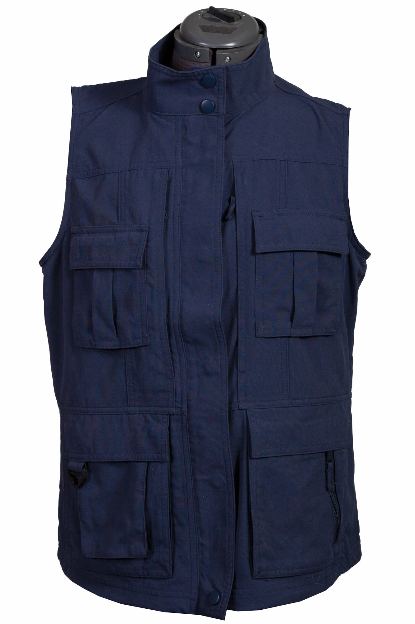 Scully Womens Indigo Nylon Multi-Pocket Vest Polished Casual