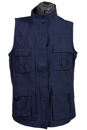 Scully Womens Indigo Nylon Multi-Pocket Vest Polished Casual