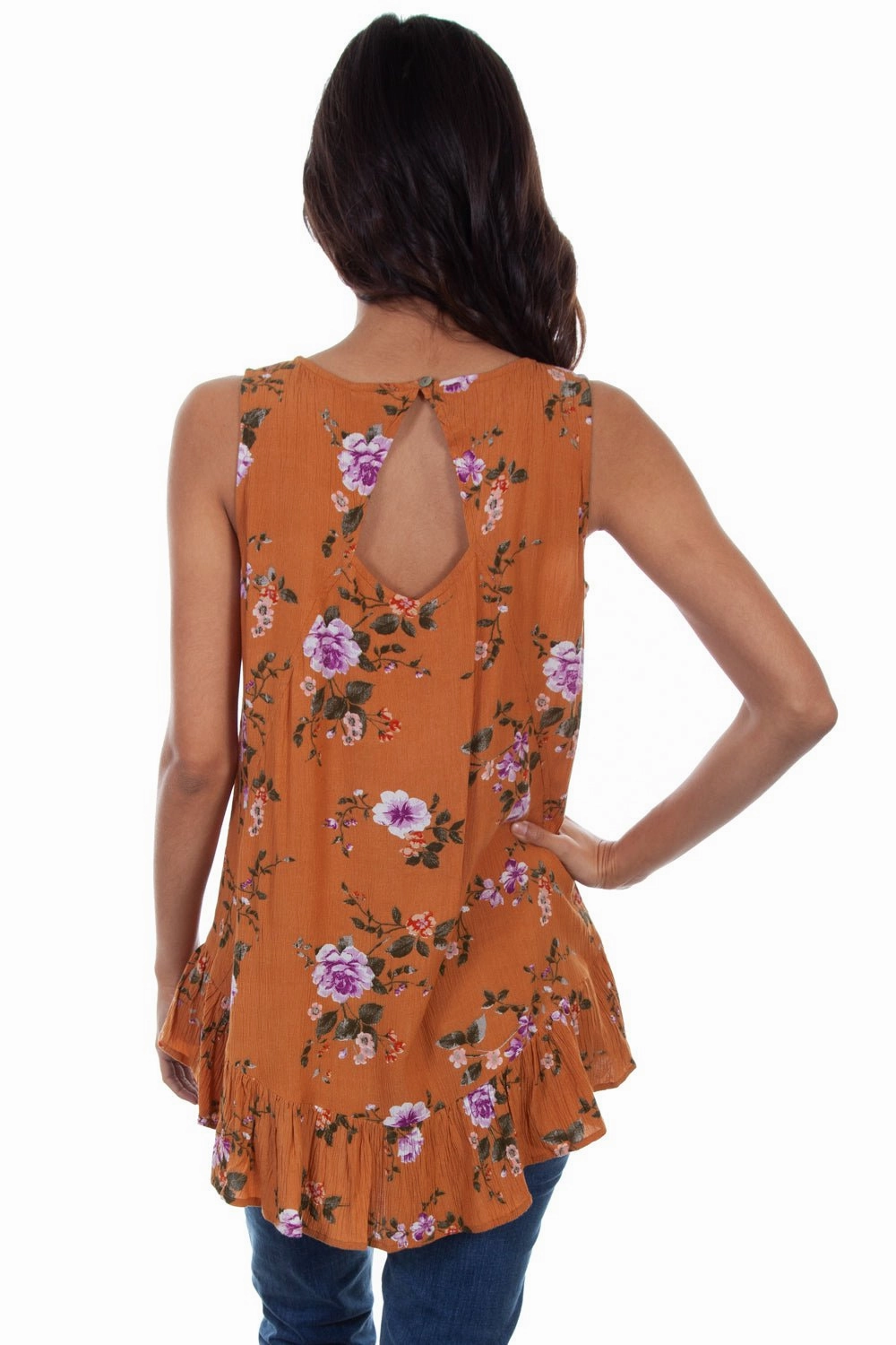 Scully Womens Mustard Viscose Floral Swirl S/L Blouse Timeless elegance Breathable Layer