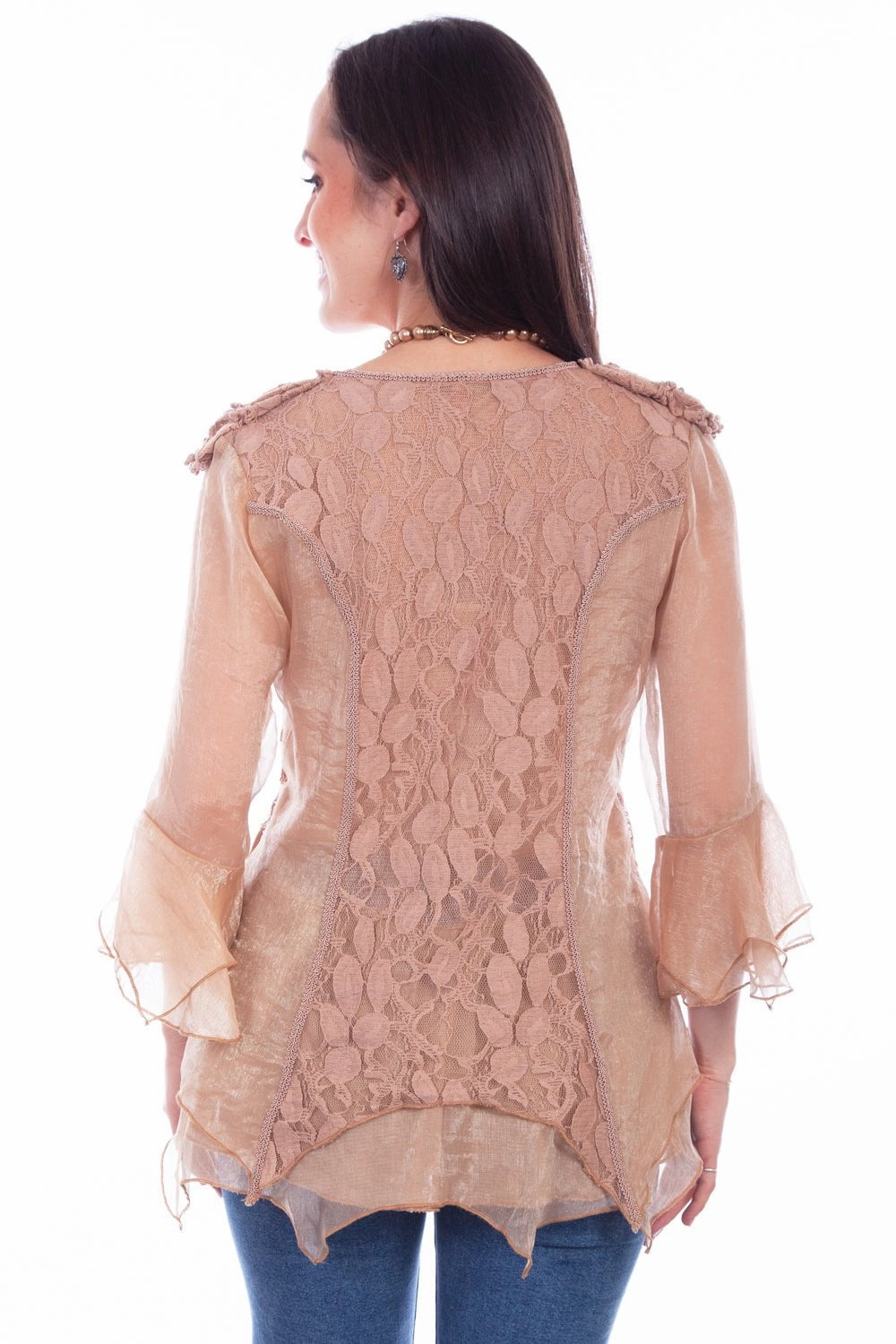 Scully Womens Natural Cotton Blend Double Ruffle S/S Blouse Must-Have Item Seasonal Collection