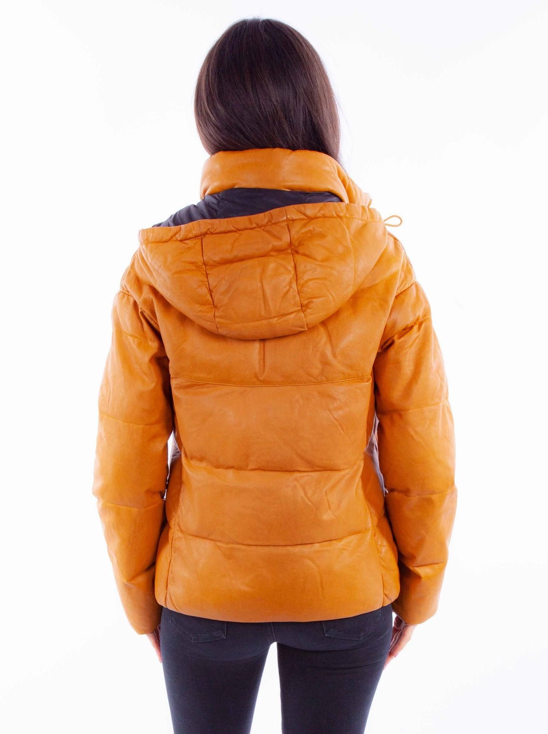 Scully Womens Puffy Zip Front Honey Leather Leather Jacket Mid Length Design SoftInnerLayer