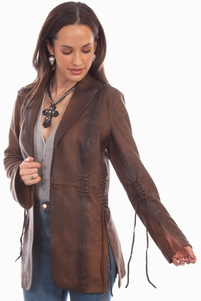 Thermal Retention Layer Scully Womens Stylish Blazer Vintage Brown Leather Leather Jacket