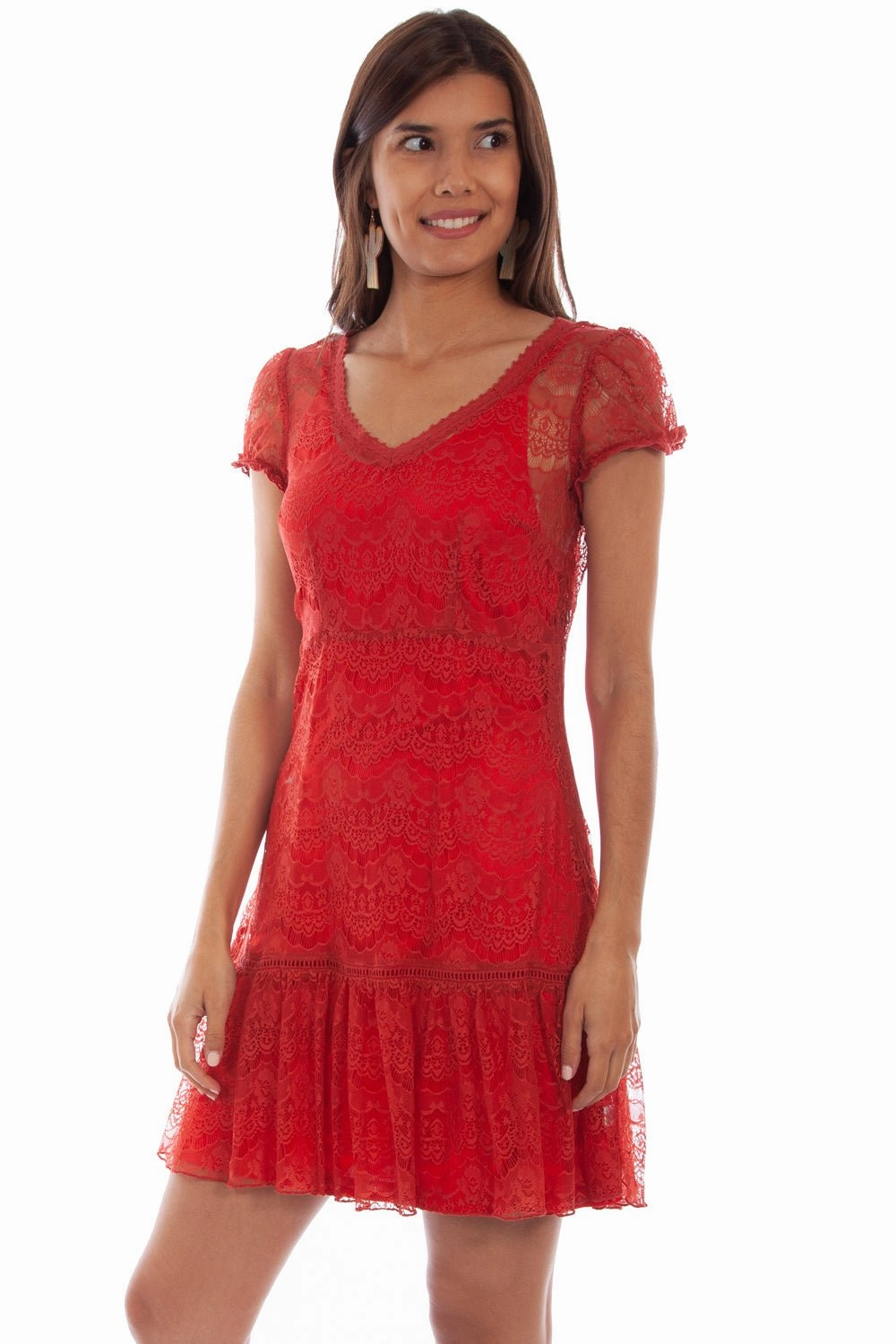 Scully Womens Sunset Nylon Lace S/S Dress Modern Movement Flowing Lines