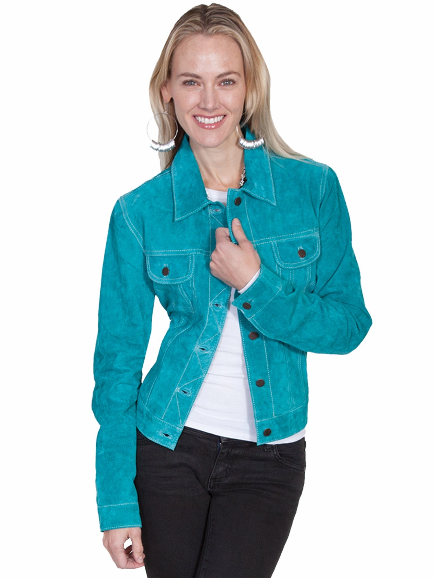 New Cut Scully Womens Turquoise Boar Suede Jacket