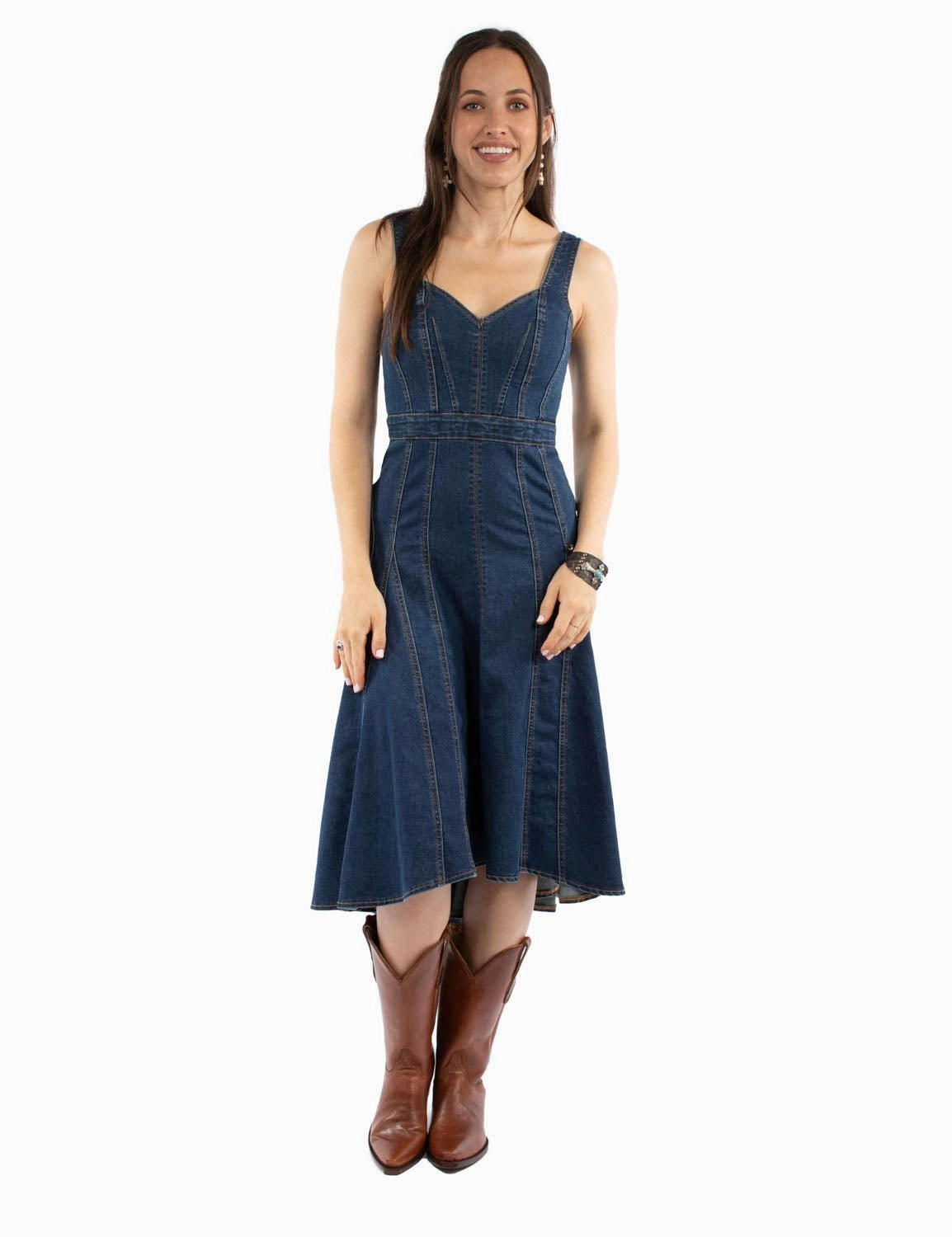 Relax Daily Scully Womens V-Neck Tank Top Style Blue Cotton Blend S/L Dress