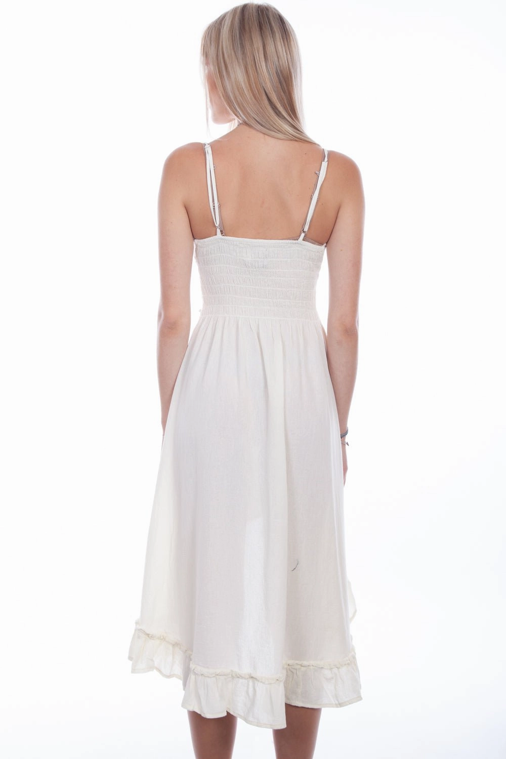 Scully Womens Vanilla 100% Cotton Hi/Lo Empire S/L Dress Mermaid-Hem