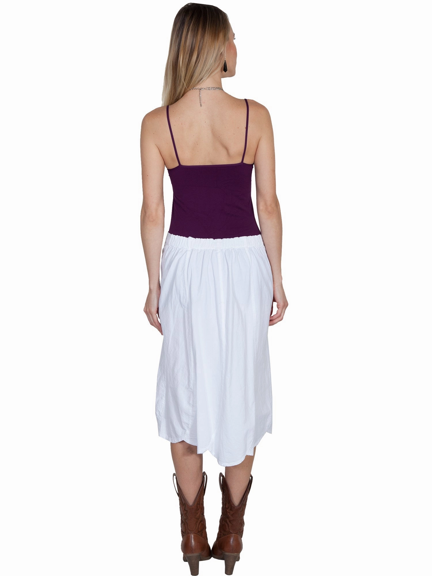 Soft Focus Essential Style Scully Womens White 100% Cotton Tie Front Skirt