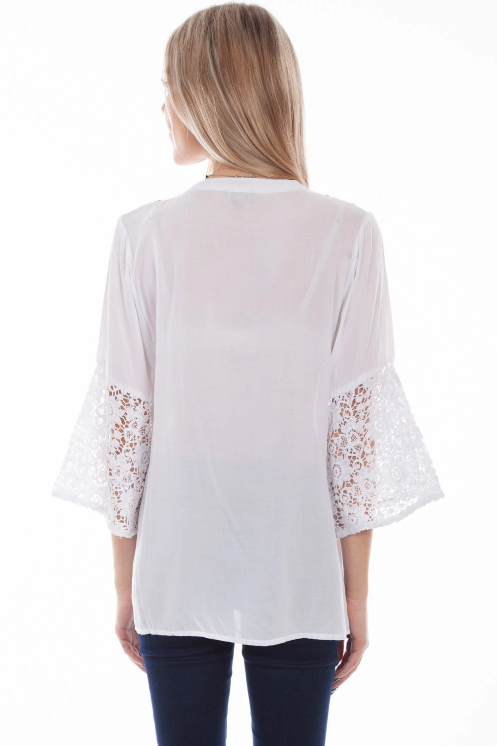 Urban Wear Subtle design Scully Womens White Viscose Crochet S/S Blouse