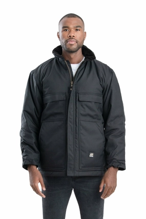 Berne Mens Black Nylon Icecap Insulated Coat NoiseFreeFabric City Ready Style