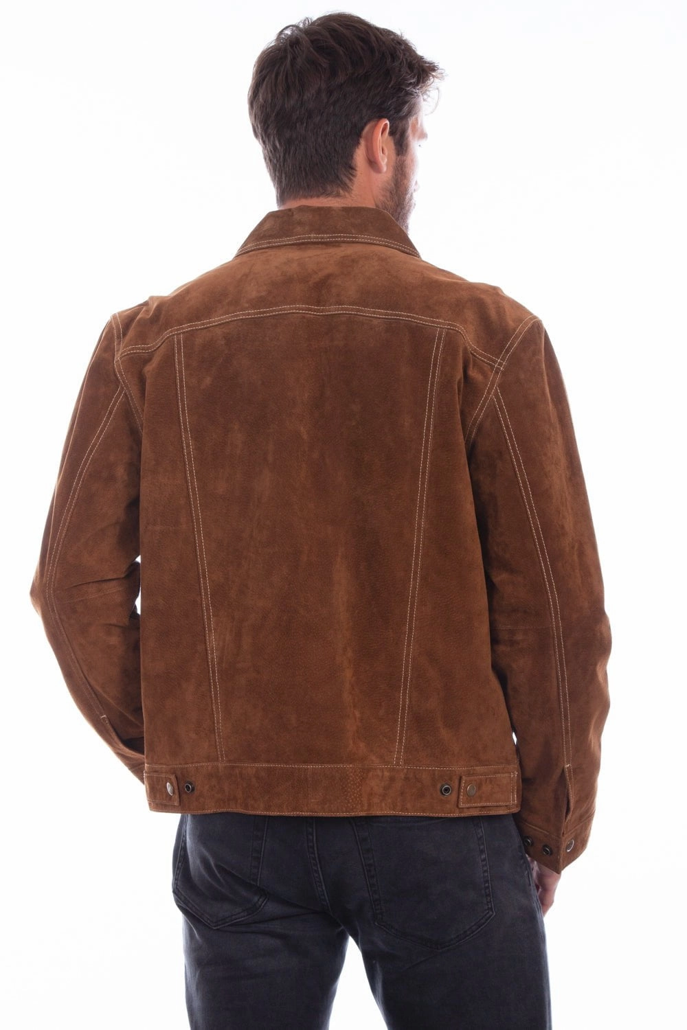 Micro Perforated Panels Scully Mens Modified Jean Cafe Brown Leather Leather Jacket