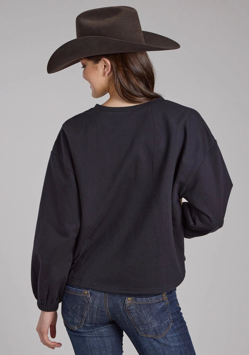 Roper Womens Running Horses Black 100% Cotton Sweatshirt Adjustable Belt Zipper Guard Weatherproofing