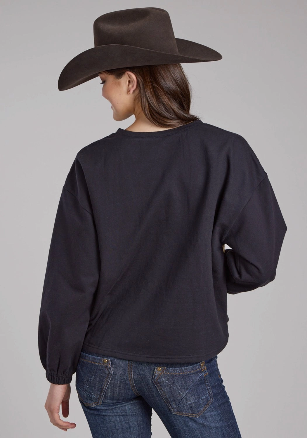 Roper Womens Running Horses Black 100% Cotton Sweatshirt Trendy Appeal Sophisticated Style