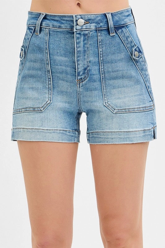 Henry High Rise Patched Pocket Shorts S-XL rooftop party look Flex Waist System