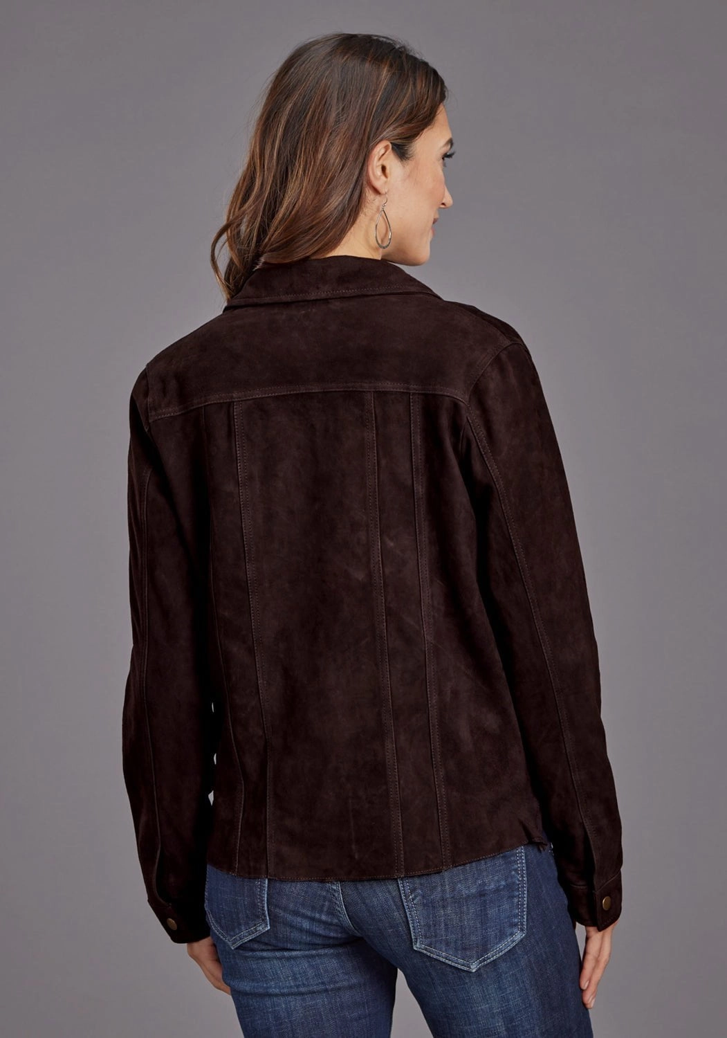 Stetson Womens Suede Shirt Brown Lamb Leather Leather Jacket Versatile Fit Layer