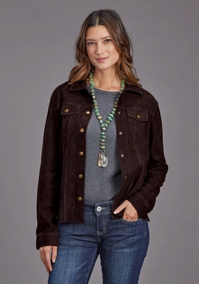 Temperature Regulating Lining Stetson Womens Suede Shirt Brown Lamb Leather Leather Jacket