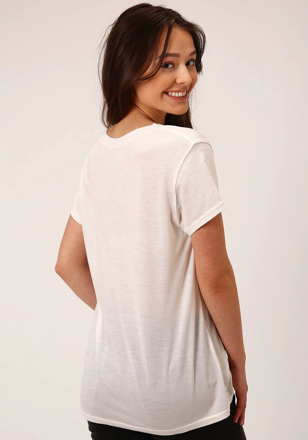 Dressy look Lightweight Comfort Roper Womens Wild West Ivory Poly/Rayon S/S T-Shirt