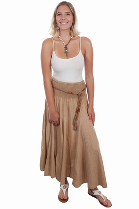 Artistic Influence Scully Womens Vertical Full Panels Khaki 100% Cotton Skirt