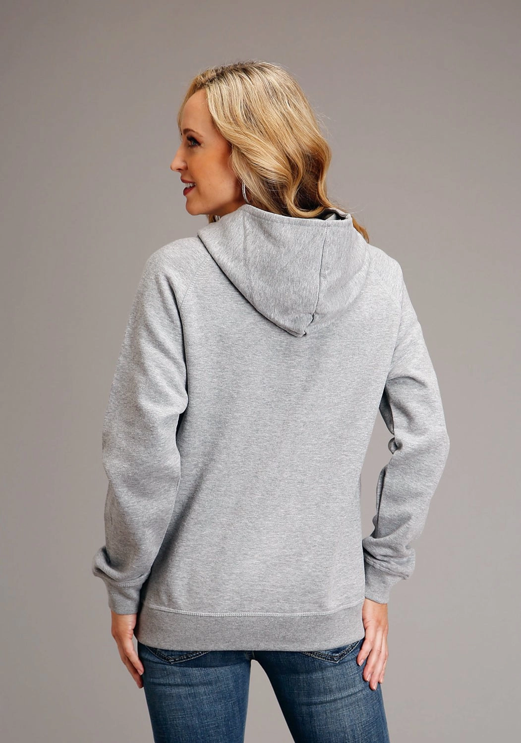 Stetson Womens Grey Cotton Blend USA Sunburst Hoodie Lightweight Layer Cozy Knit Piece