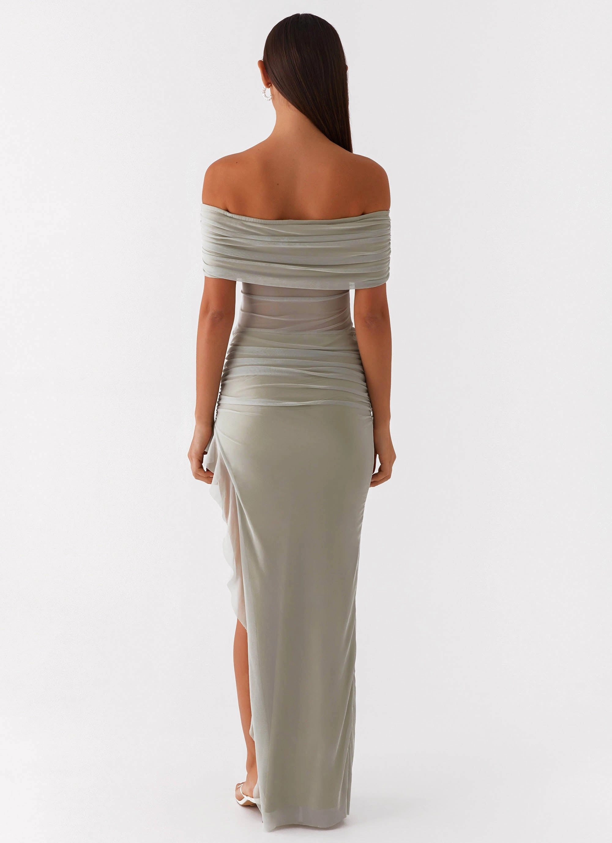 Contemporary Fit Nelly Off Shoulder Maxi Dress - Pistachio