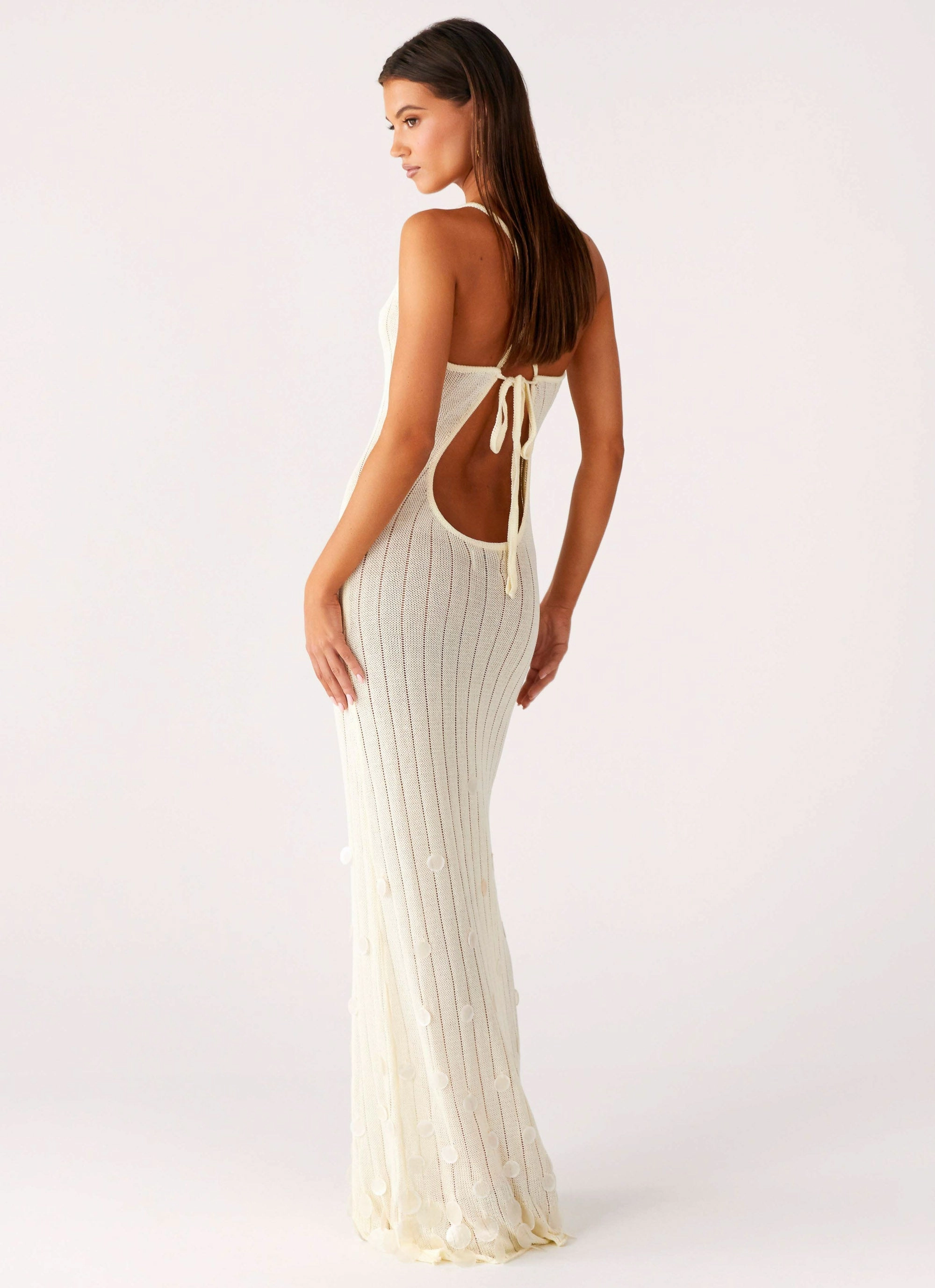 Siren Song Crochet Maxi Dress - Ivory Fashion Forward Outerwear