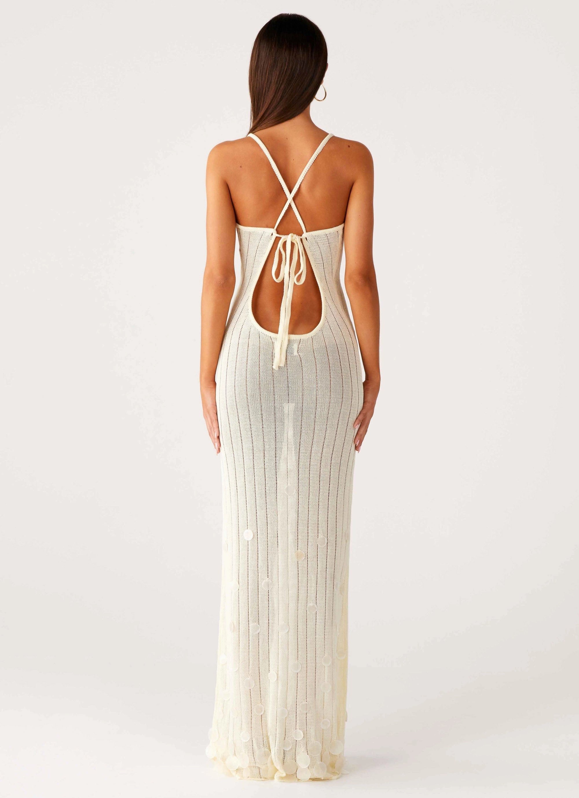 Siren Song Crochet Maxi Dress - Ivory Sustainable Material