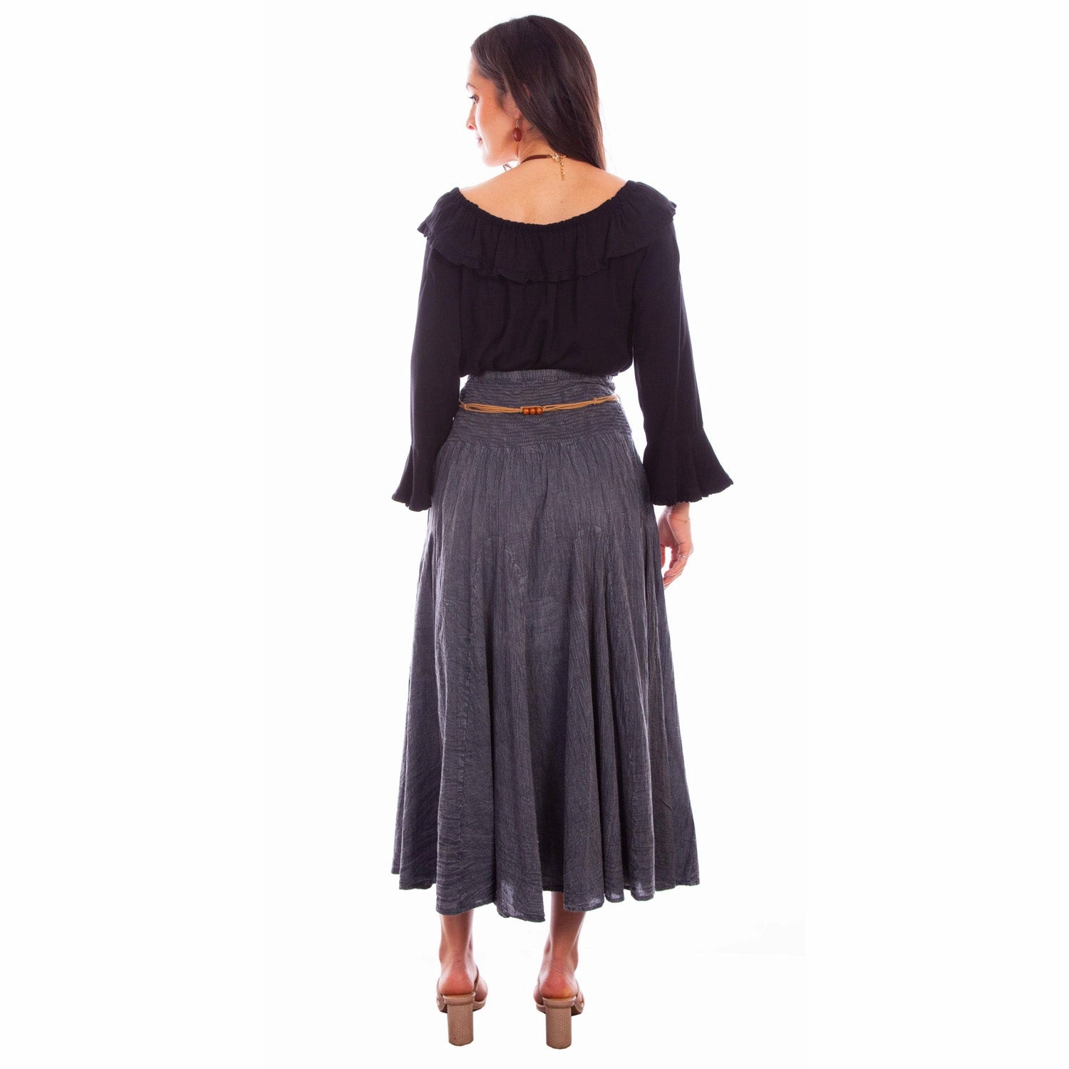 Urban Style Scully Womens Vertical Panel Full Length Charcoal 100% Cotton Skirt