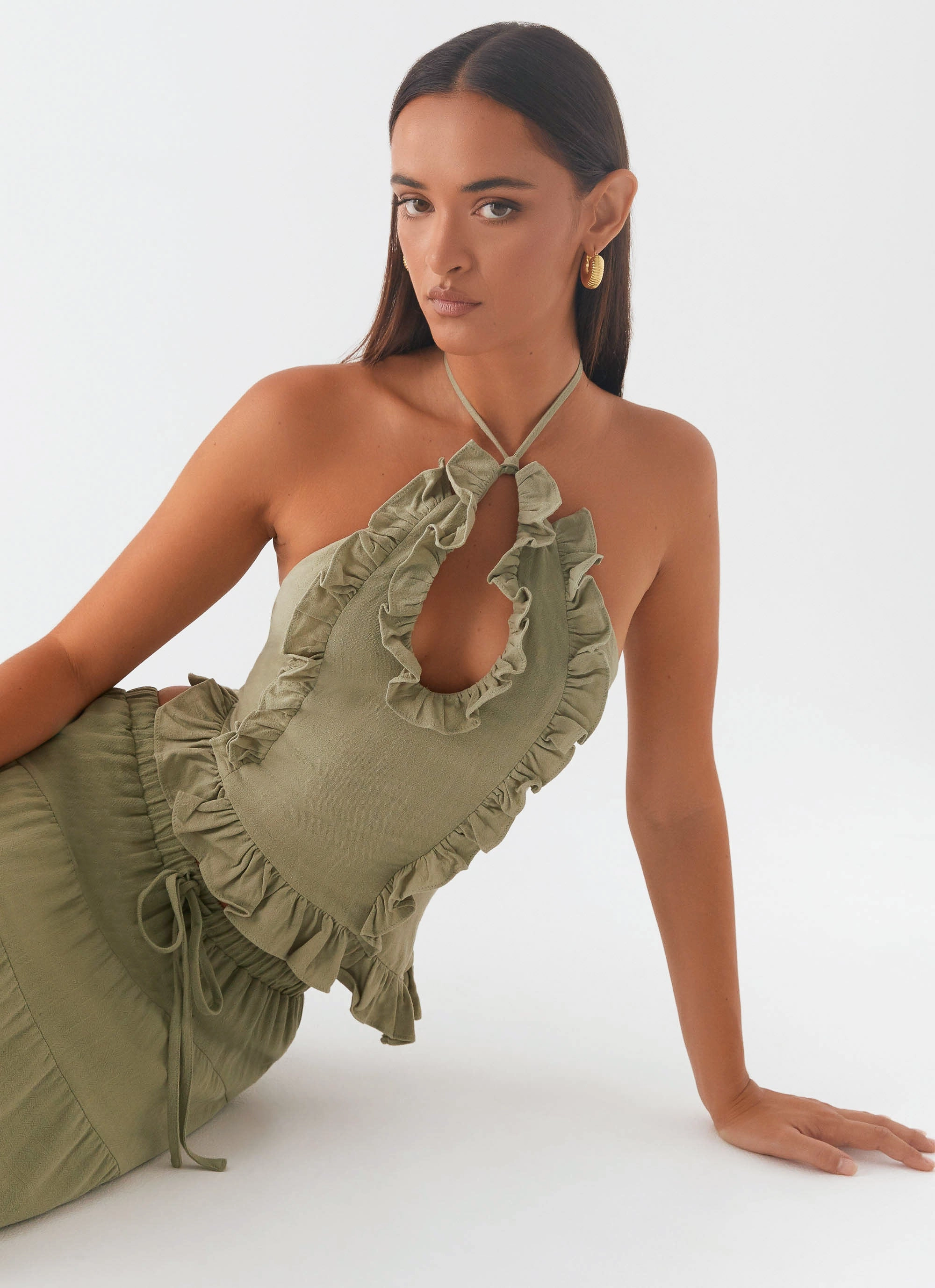 Sleek Knit Mariella Linen Top - Sage