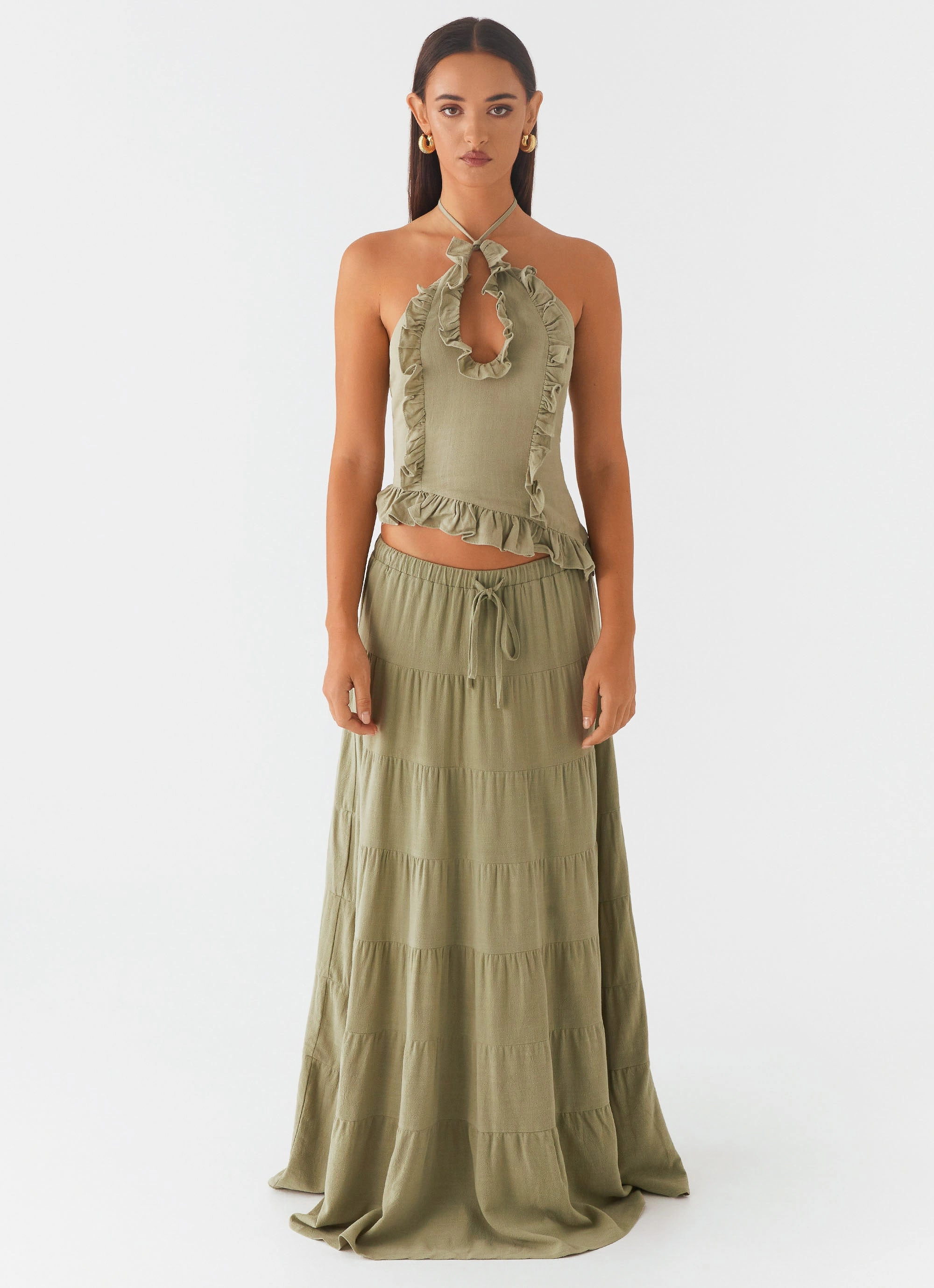 Mariella Linen Top - Sage Fast Drying