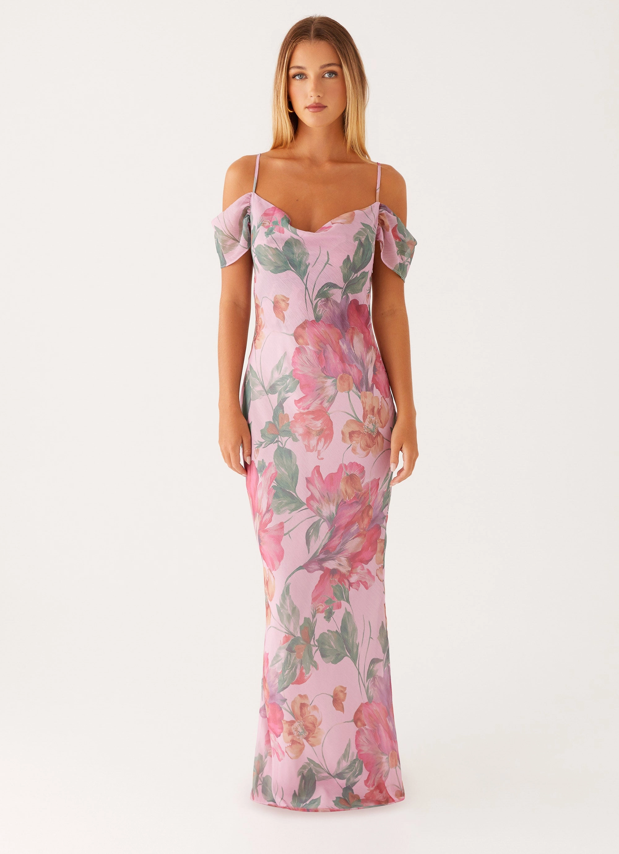 Wedding Style Seline Maxi Dress - Pink Floral