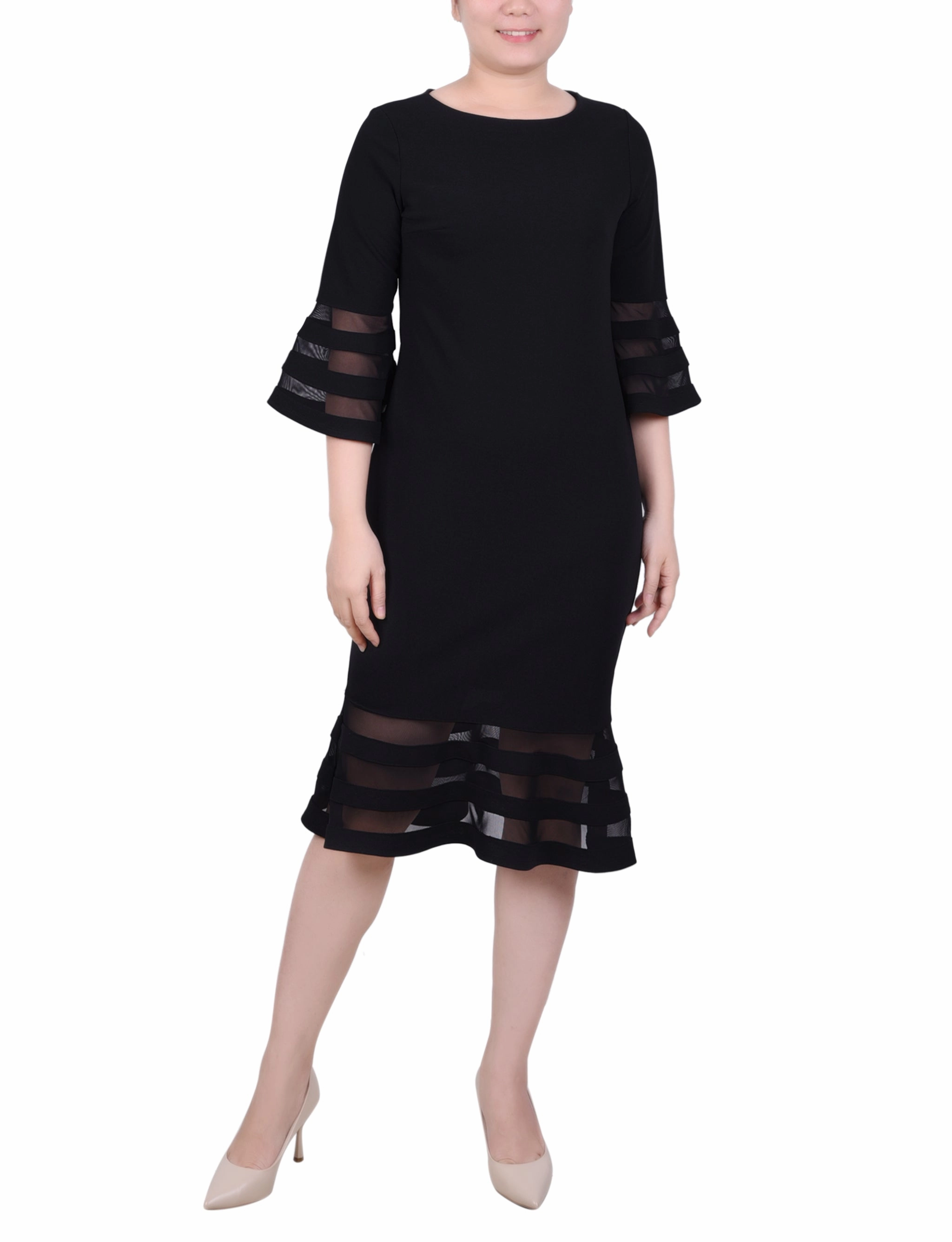 Shadow Stripe Elbow Sleeve Dress City Ready