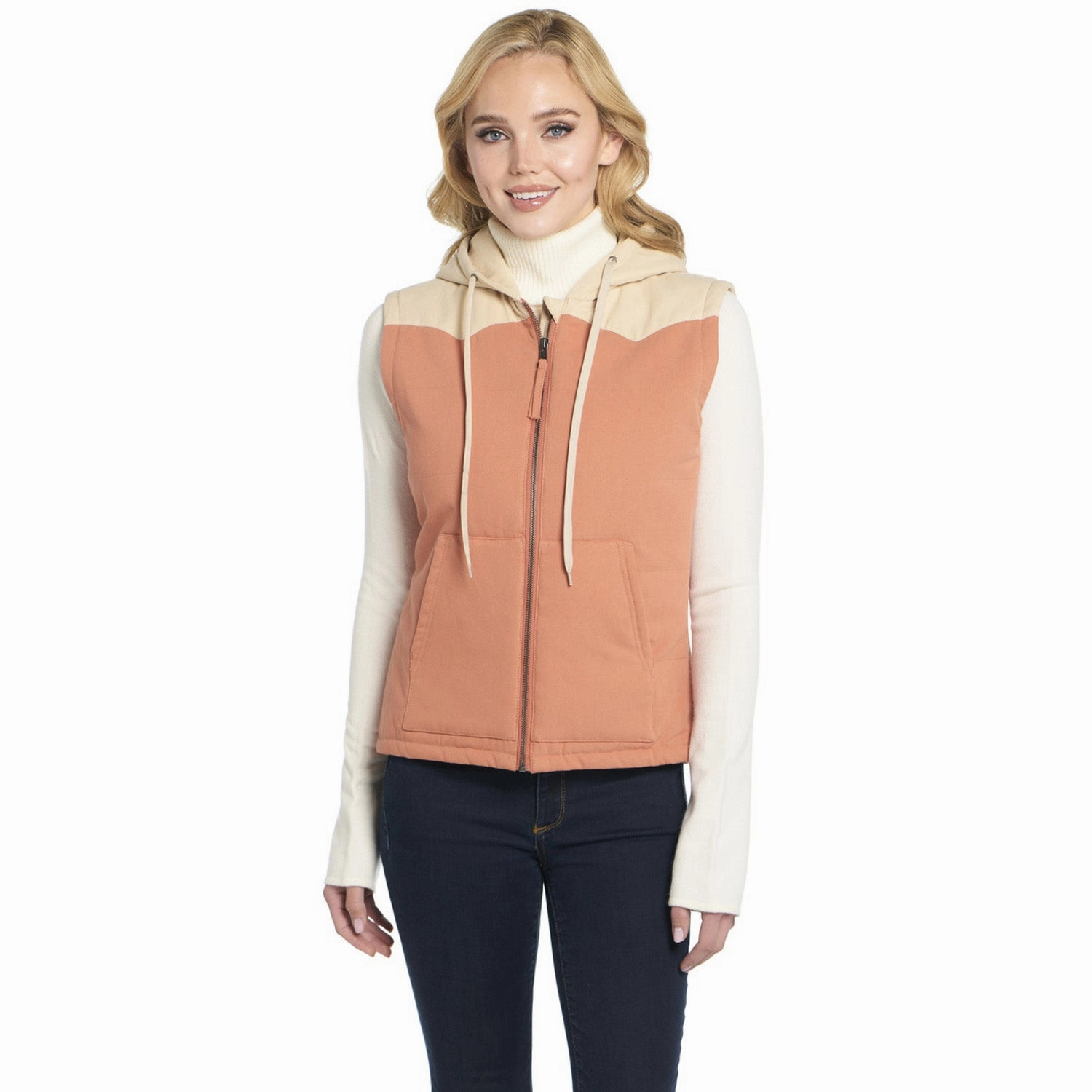 Detachable Layers Bonded Seam Technology Cripple Creek Womens Two-Toned Hooded CCP Coral Reef 100% Cotton Vest
