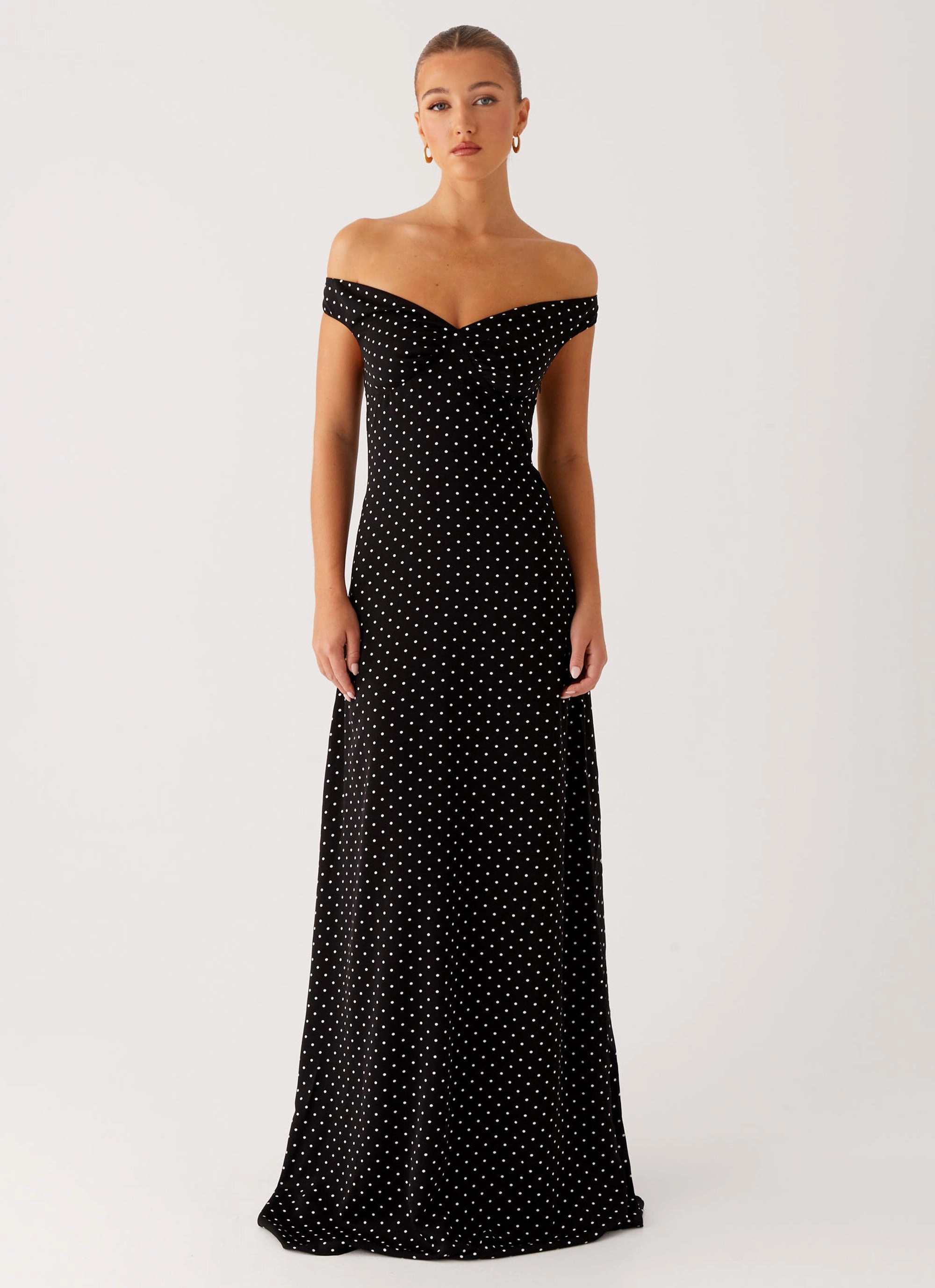 Melany Maxi Dress - Black Polka Dot Weatherproof Coat