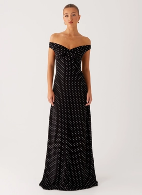Melany Maxi Dress - Black Polka Dot Weatherproof Coat