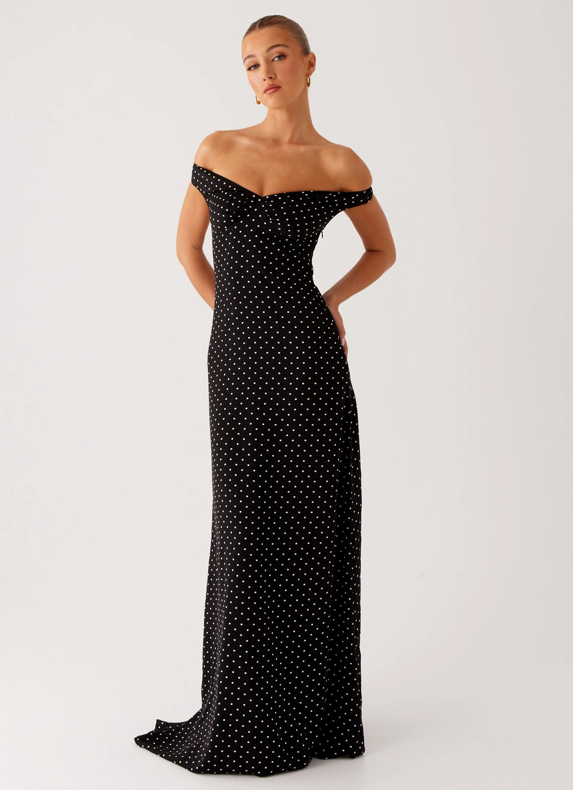 Rainy Day Jacket Melany Maxi Dress - Black Polka Dot