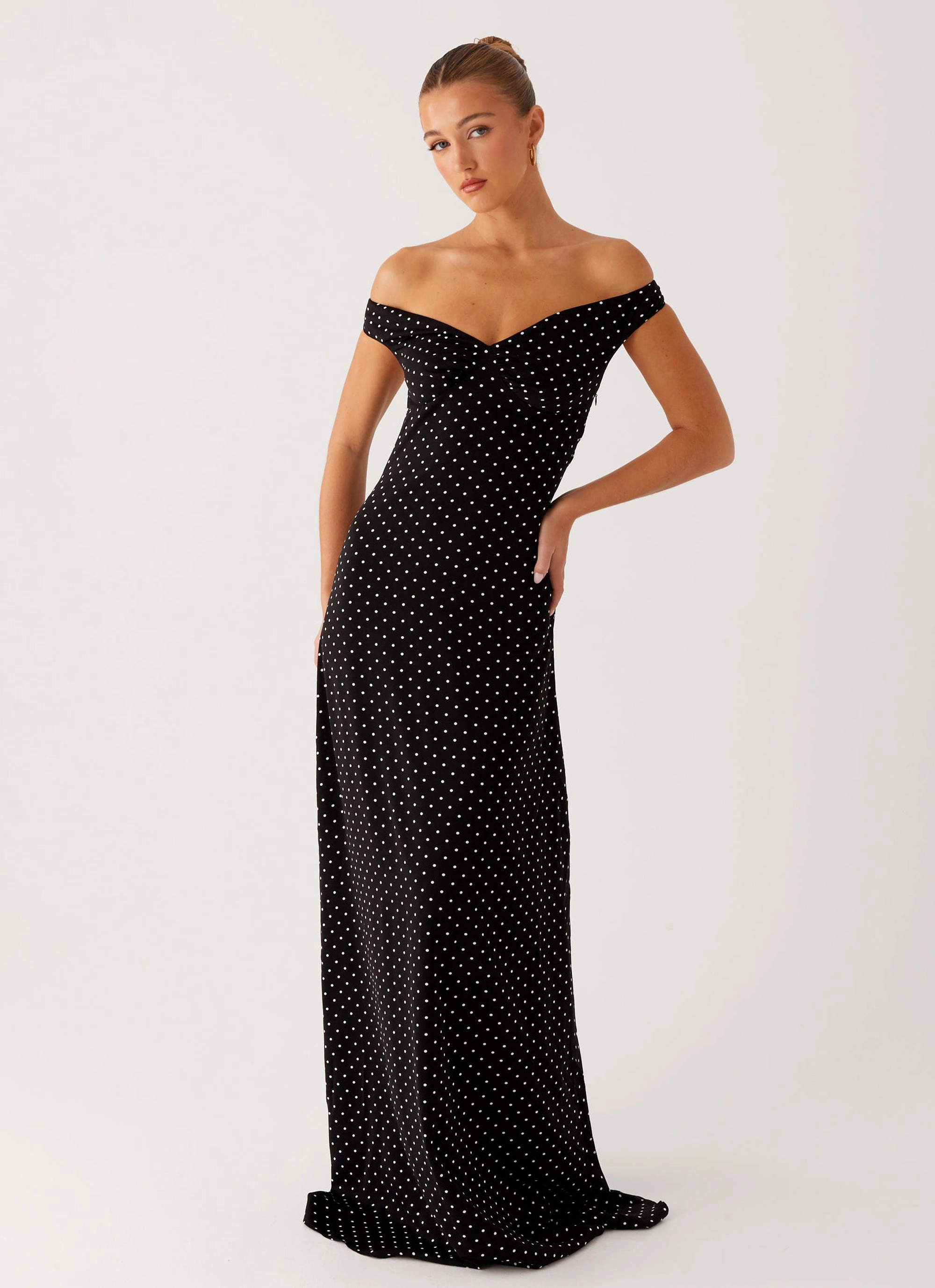 Outerwear Staple Comfortable Layer Melany Maxi Dress - Black Polka Dot
