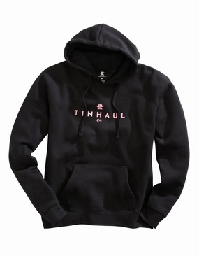 Tin Haul Womens Black Cotton Blend New Logo Hoodie Odor Resistant Fabric Adjustable Hood System