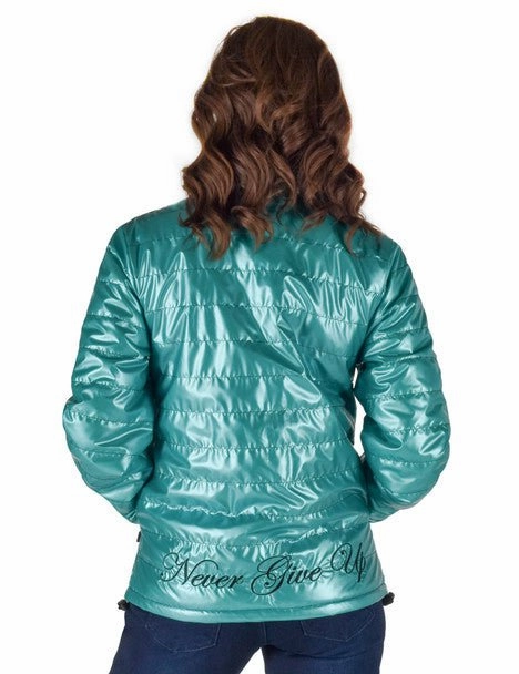 Cowgirl Tuff Womens Horizontal Midweight Turquoise Polyester Softshell Jacket Snap Closures Anti Pilling Texture