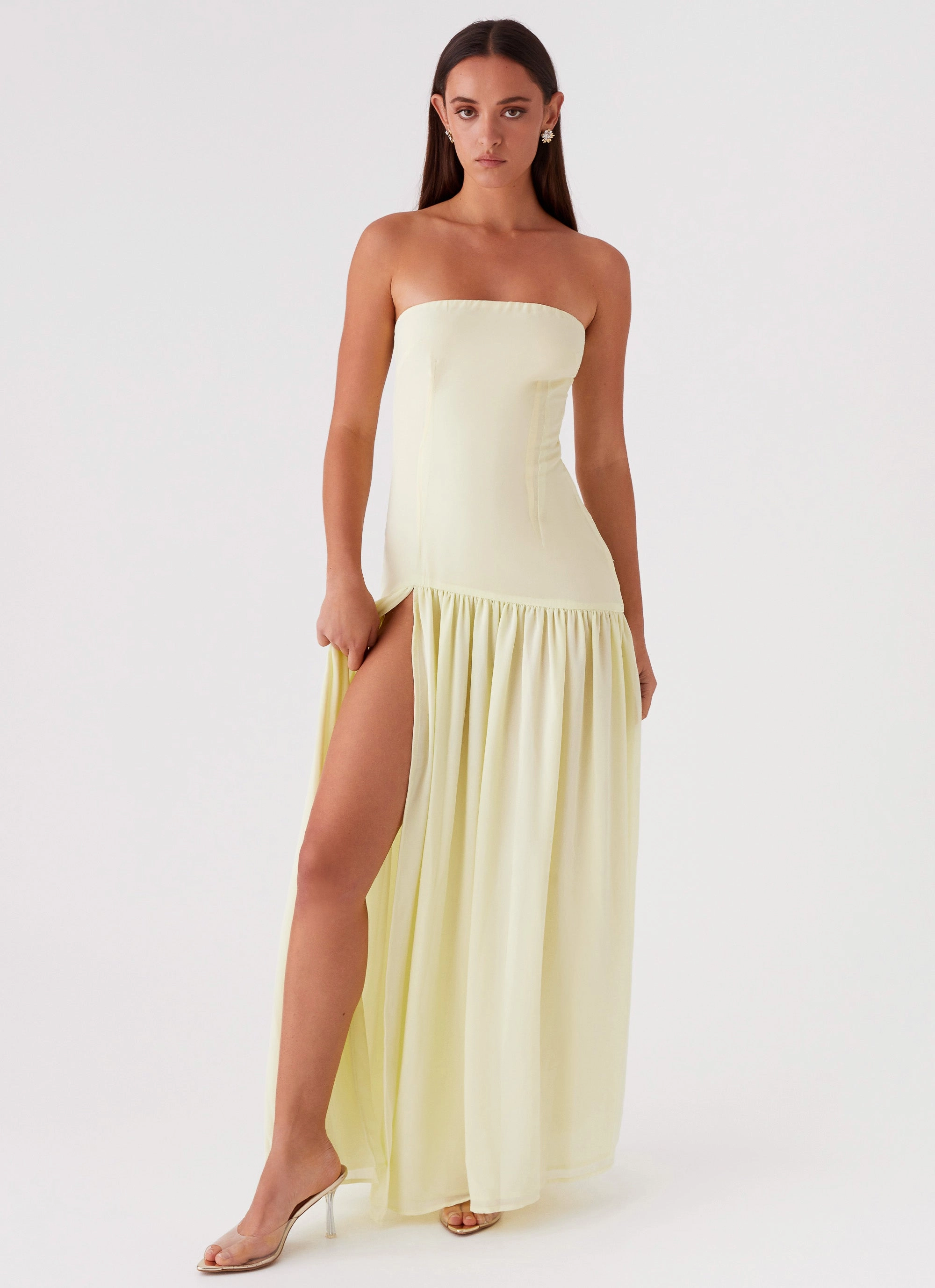 Waterproof Jacket Eden Strapless Maxi Dress - Yellow